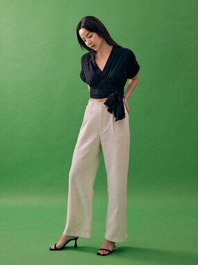 Love Bonito Janeth Linen Textured Straight Leg Pants